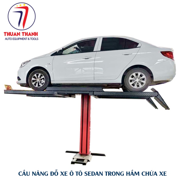 Cầu nâng đỗ xe ô tô trong chung cư gia đình kiểu 1 trụ đứng 2 vị trí