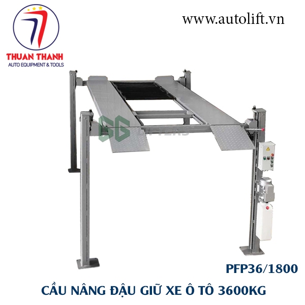 Cầu nâng đỗ xe ô tô kiểu  4 trụ tải trọng nâng 3600kg cao 1800mm