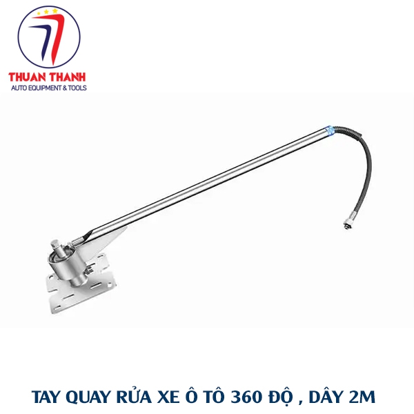 Tay quay rửa xe 360 độ inox dây dài 2m gắn trần rửa xe ô tô