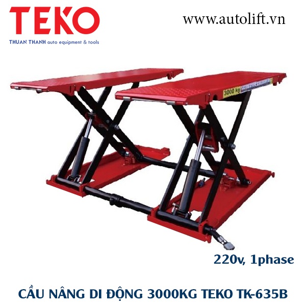 Cầu nâng cắt kéo di động lắp nỗi tải trọng 3000kg màu đỏ TK-635B