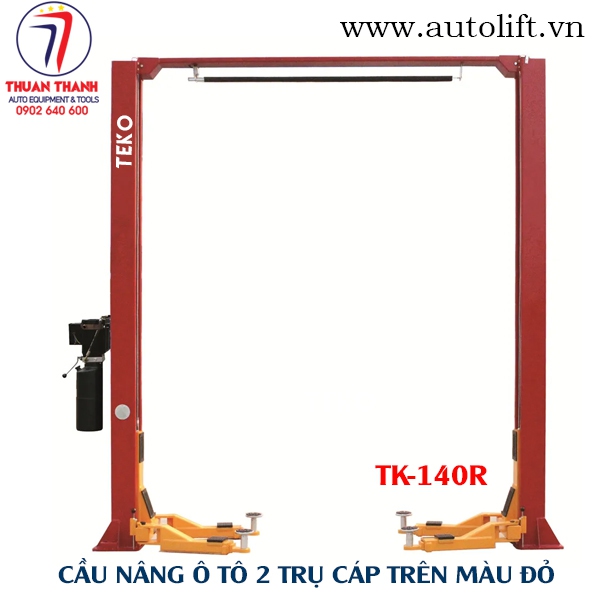 Cầu nâng ô tô 2 trụ giằng trên màu đỏ 4 tấn TEKO TK-140R